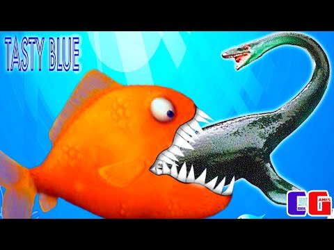 Tasty Blue ATE the Loch NESS MONSTER! THE BONUS LEVELS! Cartoon game for kids to Eat the OCEAN
