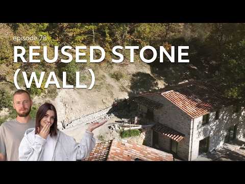 #78 How the tuscan OLIVE OIL is made? Another STONE WALL made of REUSED stone, walkway, septic tank.