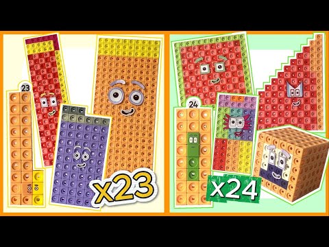 Numberblocks Twenty Three And Twenty Four Times Table | MathLink Cubes Multiplications X23 X24