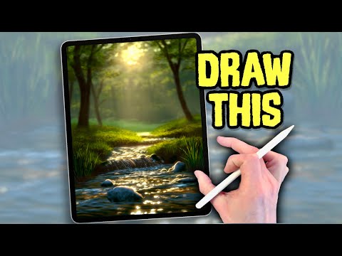 PROCREATE Landscape Drawing Tutorial in EASY STEPS - Spring Stream