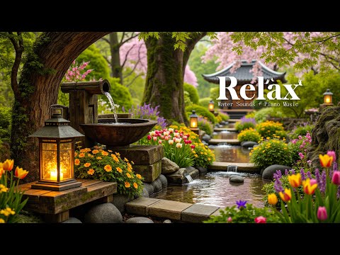 Relaxing Piano & Bamboo Water Fountain 🌿 Deep Healing to Release Stress, Worry & Emotional Fatigue