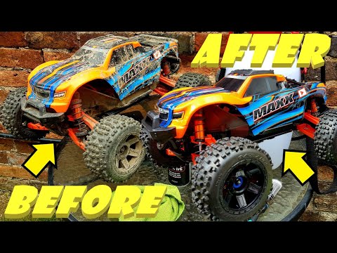 RC CAR WASH how to clean rc car / truck after off road mud NEW TRAXXAS MAXX 4S