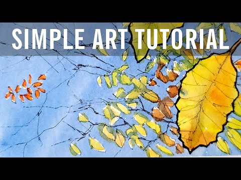Simple Line and Wash for Beginners - Ink and Watercolour Leaves