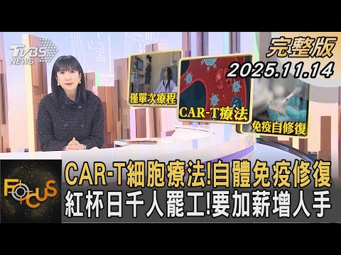 CAR-T細胞療法!自體免疫修復 紅杯日千人罷工!要加薪增人手｜｜FOCUS全球新聞20251114 @tvbsfocus