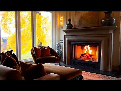 Cozy Autumn Fireplace Ambience | Luxurious Living Room with Crackling Fire