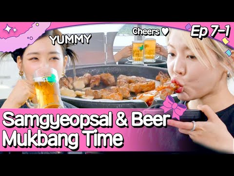 (SUB) TIFFANY YOUNG & SUNNY's K-Pork Belly Samgyeopsal, Kimchi, Beer Mukbang Time 🤤 | Soshi Tamtam