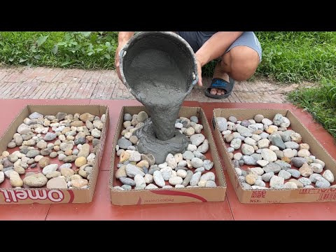 Great creativity and art when working with natural gravel and cement. Art is flower pot from gravel