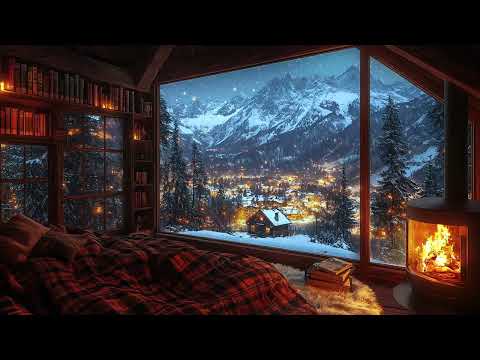 Snowfall Outside, Firelight Inside ❄️ Cozy Winter Cabin Ambience for Deep Relaxation and Comfort