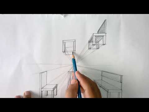 How to Draw 1- Point Perspectives 3D Chairs Step by Step for Beginners