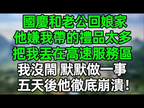 國慶和老公回娘家，他嫌我帶的禮品太多，和我爭吵起來，把我丟在高速服務區裏！我沒閙 默默做一事，五天後他徹底崩潰！#夜讀人生 #講故事  #幸福生活 #深夜淺讀 #深夜故事 #婆媳 #情感故事