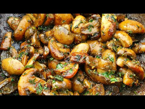 GARLIC MUSHROOMS WITH ONIONS | BUTTER GARLIC MUSHROOMS RECIPE | ASMR FOOD