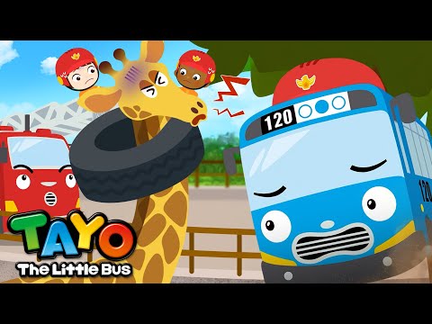 A Tire is Stuck Around the Giraffe's Neck! | Save the Animals | Tayo Animal Rescue Team