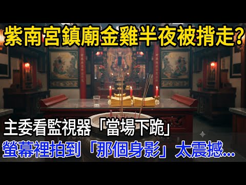 半夜三點，紫南宮鎮廟金雞竟被「揹走」？主委調出監視器不僅沒報警，反而當場下跪磕頭！螢幕裡拍到的「那個身影」太震撼...