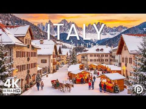 Italy 4K - Winter Wonderland - Snowy Dolomites, Alpine Villages & Frozen Lakes