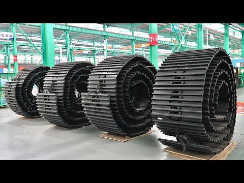 Impressive crawler track assembly production! Huge mass production factory