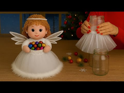 😍This Christmas Angel Is Not Available Anywhere/🍬Making an Angel Candy Bowl from a Glass Jar