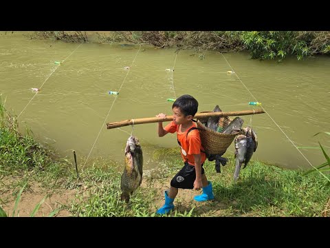 FULL VIDEO 90 days orphan boy Khai makes fish traps harvests catfish and carp how to make fish traps