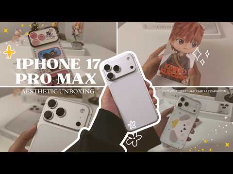 iPhone 17 Pro Max Silver aesthetic unboxing with accessories📦 & camera comparison | ASMR✨