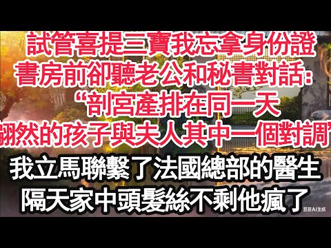 試管喜提三寶我忘拿身份證，書房前卻聽老公和秘書對話：“剖宮產排在同一天，將翩然的孩子與夫人其中一個對調”我立馬聯繫了法國總部的醫生，隔天家中頭髮絲不剩他瘋了【顧亞男】【大女主】【婚姻自主】