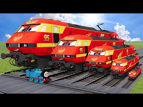 Big & Small Train Lightning Mcqueen vs Train Thomas | BeamNG.Drive