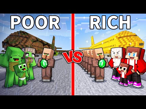 JJ and Mikey: POOR vs RICH Family Airplane Battle in Minecraft - Maizen