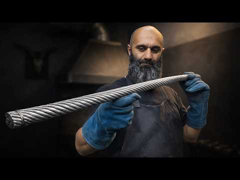 Forging a Kukri Damascus Knife from Steel Cable