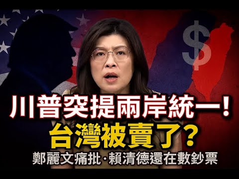 鄭麗文：川普突然提兩岸統一 台灣被賣了 賴清德還在數鈔票 #鄭麗文 #川普 #賴清德