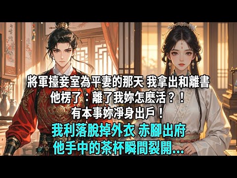 將軍擡妾室為平妻的那天 我拿出和離書他楞了：離了我妳怎麽活？！有本事妳凈身出戶！我利落脫掉外衣，赤腳出府他手中的茶杯瞬間裂開...