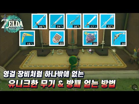 [젤다의 전설: 왕국의 눈물] 영걸 장비처럼 하나밖에 없는 유니크한 무기 & 방패 얻는 방법