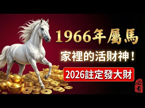 家裡有1966年的馬，請珍惜！他們是家裡的「活財神」！2026年財運爆發你想不到，命中註定發大財！#1966年屬馬 #生肖馬 #2026年屬馬運勢 #財運 #屬馬運勢 #生肖馬運勢 #偏財 #丙午馬