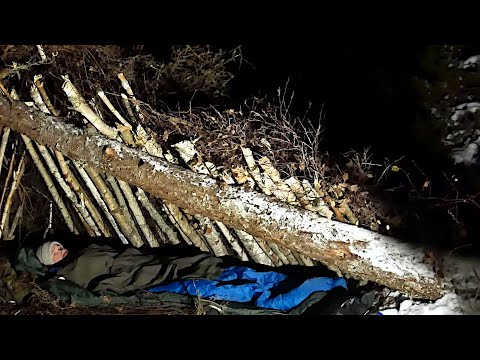 Winter Bushcraft at the Freezing Cold Sea: Surviving -10°C Night in my Survival Shelter