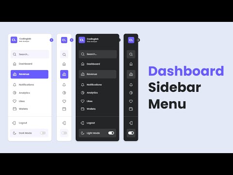 Responsive Sidebar Menu in HTML CSS & JavaScript | Dark/Light Mode