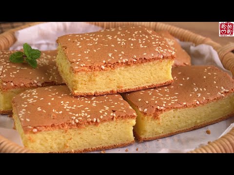 不加泡打粉，外酥里糯的糯米粉蛋糕，松软香甜，比普通的蛋糕还好吃！Glutinous rice flour cake。