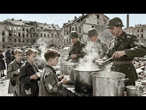 Des Civils Allemands Stupéfaits Quand Des Soldats Américains Nourrissent Leurs Enfants