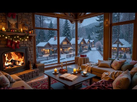 Quiet Winter Jazz Cafe 🎄Christmas Piano Jazz and Warm Fireplace for Study, Work & Relax
