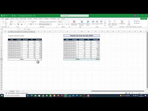 Faire un tableau simple dans Excel