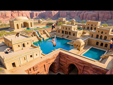 Building a Clay Water Palace Complex with Multi-Level Pools In the Jungle Using Primitive Tools