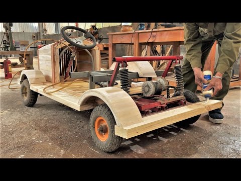 Make An Electric Car From Pallet Wood With A Steel Frame // Great Woodworking Ideas And Skills.