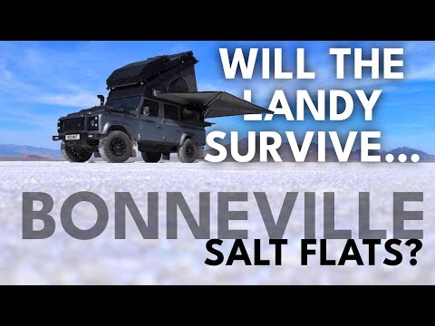 Defender camping on a salt flat (Bonneville)