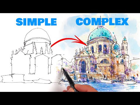 4 tips to SIMPLIFY your URBAN SKETCHING!  (loose ink & watercolor tutorial)
