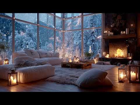 🌨️📚 White Room Piano Ambience | Cozy Fire and Snowy Window 3 Hours for Study Focus Stress Relief