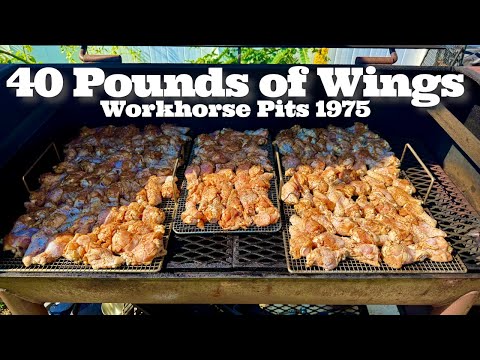 I Smoked 40 Pounds of Wings on a Workhorse pits 1975—Full Offset smoker Power!
