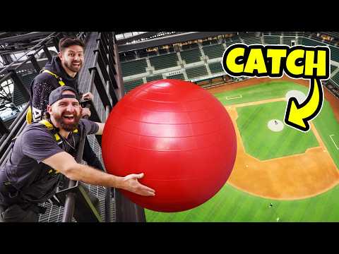 Extreme Catching Battle Vs. Dude Perfect from Stadium Roof!