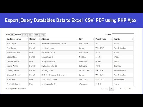 Export jQuery Datatables Data to Excel CSV PDF using PHP Ajax