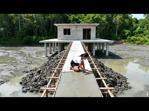 Talented Woman Builds Dream Luxury Villa on Swamp in 165 Days | By @Dung Bushcraft