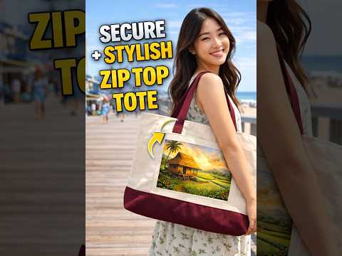 Zippered Canvas Tote Bag | Beach & Travel Essential 🌴