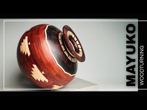 Segmented Vase With Bat Motif, woodturning