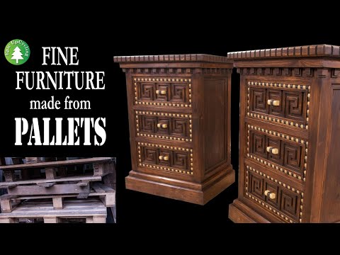 A Pair of Ornate Bedside Cabinets made from Pallets and Scrap