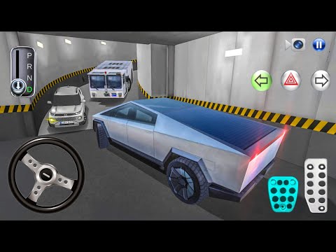 New Electric car Tesla Cybertruck Stuck in Parking Garage - 3D Driving Class 2025 - game Android