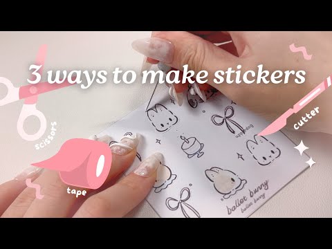 how to make stickers (step-by-step) 🌸 |  with & without tape / printer / procreate 🖨️✏️✂️